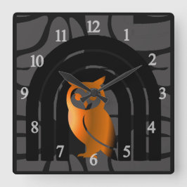 Reloj Cuadrado Whimsical Boho Owl & Tropical Monstera Leaf