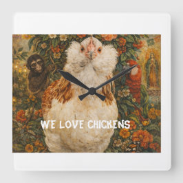 Reloj Cuadrado Whimsical Chicken Clock