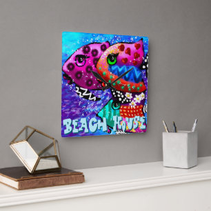Reloj Cuadrado Whimsical Fish Trio Resumen Nautical Personalizado