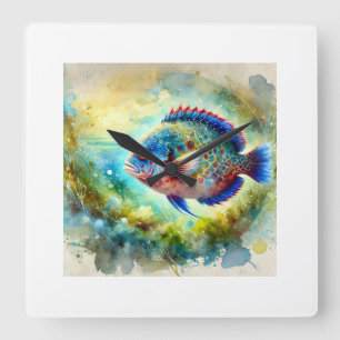 Reloj Cuadrado Whiptail Vieja Fish 060724AREF125 - Watercolor