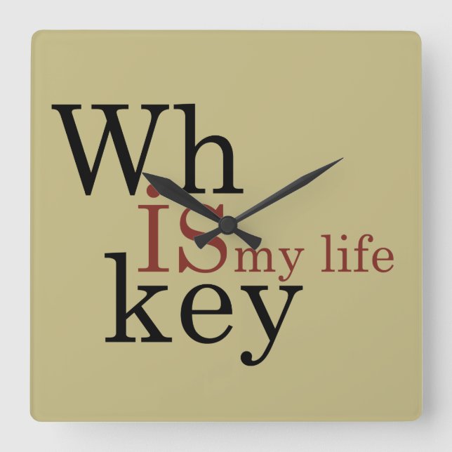 Reloj Cuadrado Whiskey cita graciosos dichos de alcohol (Anverso)