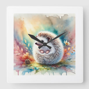 Reloj Cuadrado White Bellied Hedgehog 221024AREF125 - Watercolor