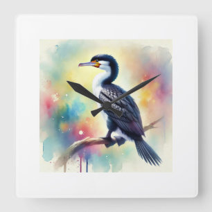 Reloj Cuadrado White breasted cormorant 071024AREF151 - Watercolo