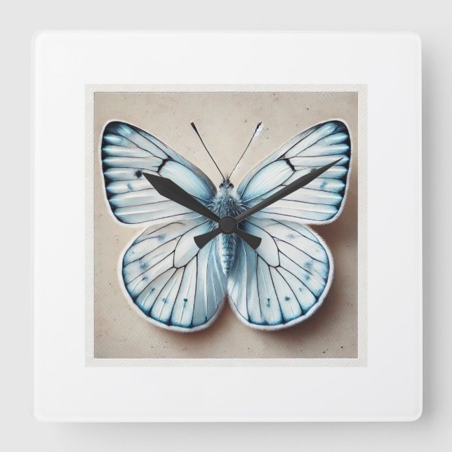 Reloj Cuadrado White butterflies 251024IREF243 - Watercolor (Anverso)