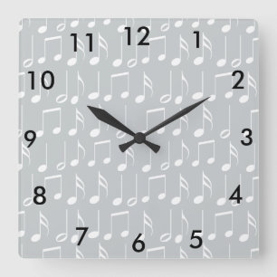 Reloj Cuadrado White Music Notes Pattern