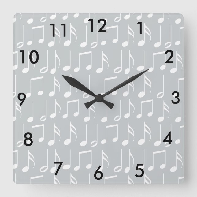 Reloj Cuadrado White Music Notes Pattern (Anverso)