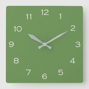 Reloj Cuadrado White Numbers On Green wccn
