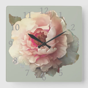 Reloj Cuadrado White Peony Vintage Shabby Chic
