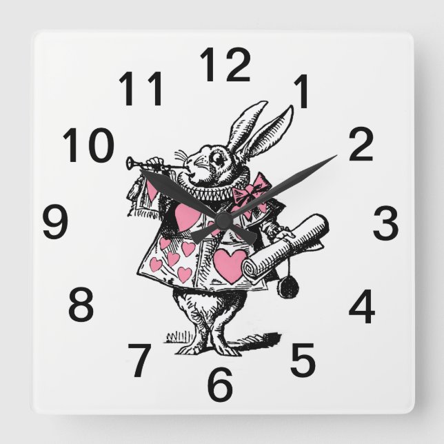 Reloj Cuadrado White Rabbit Court Trumpeter Alice in Wonderland P (Anverso)