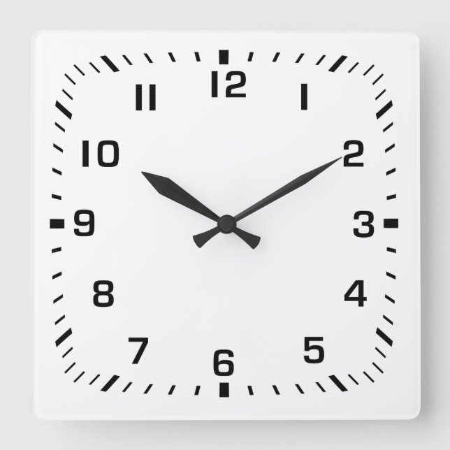 Reloj Cuadrado White Square Wall Clock with Numbers (Anverso)