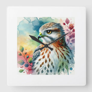Reloj Cuadrado White Throated Hawk 080824AREF115 - Watercolor
