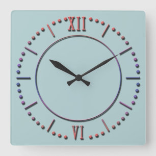 Reloj Cuadrado White with blue rhinestones large clock