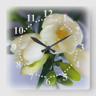 Reloj Cuadrado white yellow freesia
