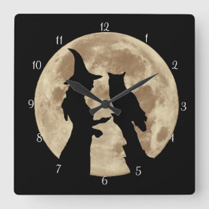 Reloj Cuadrado Wicca Witch and Owl