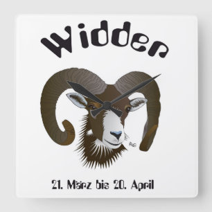 Reloj Cuadrado Widder - Sternzeichen Uhr