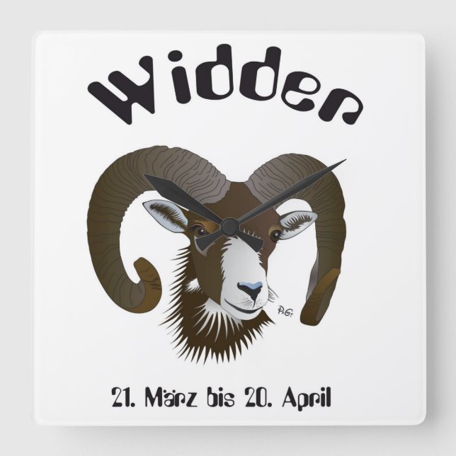 Reloj Cuadrado Widder - Sternzeichen Uhr (Anverso)