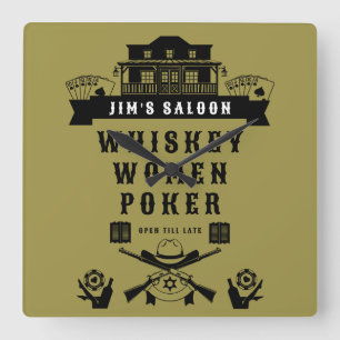 Reloj Cuadrado Wild West Americana Poker