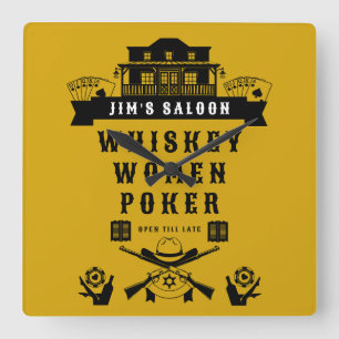 Reloj Cuadrado Wild West Americana Poker