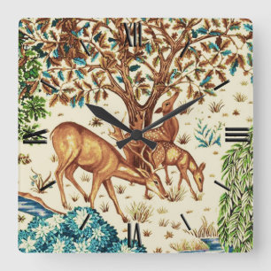 Reloj Cuadrado William Morris Deer por un beige de topografía bro