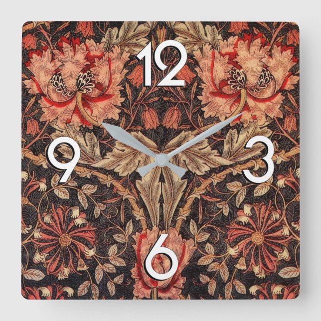 Reloj Cuadrado William Morris Honeysuckle Vintage Pattern (Anverso)