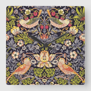 Reloj Cuadrado William Morris Strawberry Thief Floral Art Nouveau