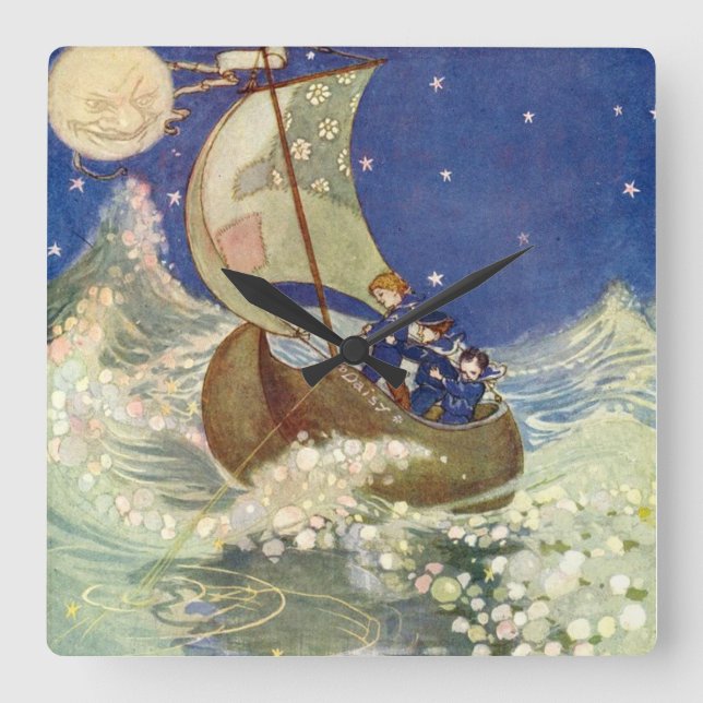 Reloj Cuadrado Willie Pogánys Wynken, Blynken, y cabeceo (Anverso)