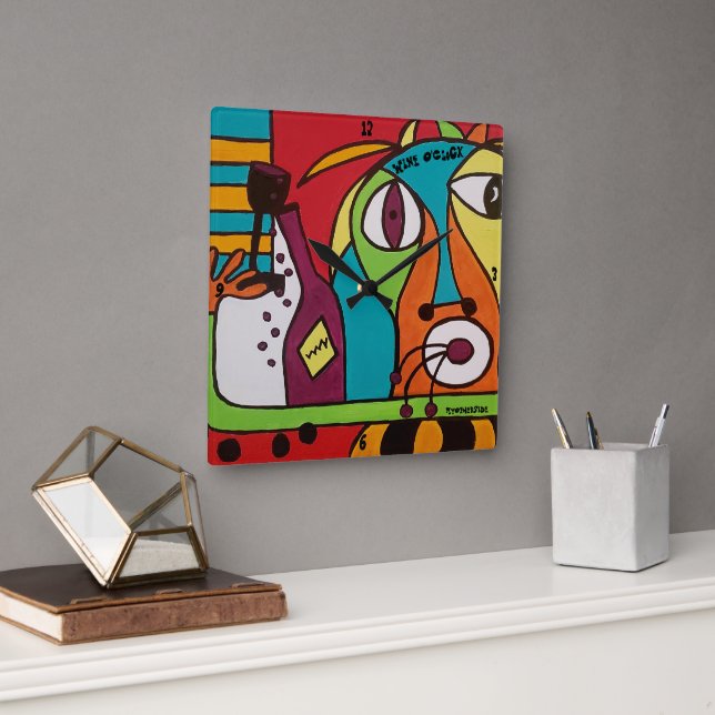 Reloj Cuadrado Wine O'Clock by ByOtherSide (Oficina)