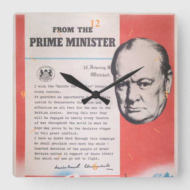 Reloj Cuadrado Winston Churchill (Anverso)