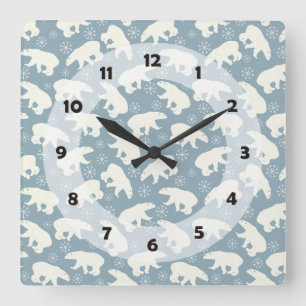 Reloj Cuadrado Winter Polar Bears sin fisuras + tus ideas