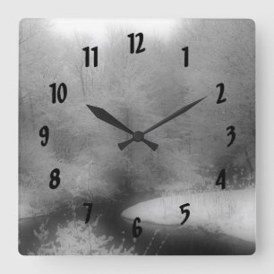 Reloj Cuadrado Winter Snow And Stream Nature