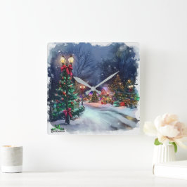 Reloj Cuadrado Winter Wonderland Christmas Village Wall Clock
