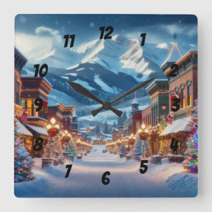Reloj Cuadrado Winter Wonderland en Crested Butte, Colorado