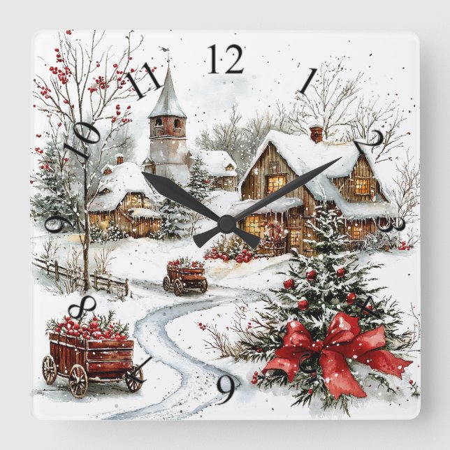 Reloj Cuadrado Winter Wonderland Wall Clock (Anverso)