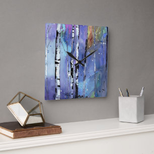 Reloj Cuadrado Wintersong en los bosques de Birch