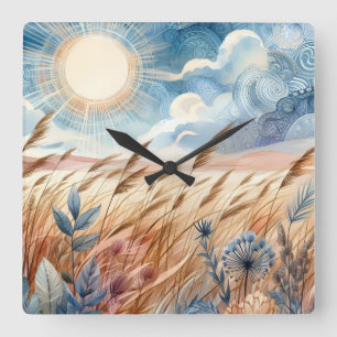 Reloj Cuadrado Wintic Day Rústico Boho Mountain Prairie Country