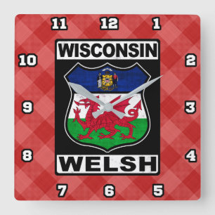 Reloj Cuadrado Wisconsin Welsh American Wall Clock
