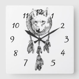 Reloj Cuadrado Wolf Dreamcatcher Acrylic Wall Clock