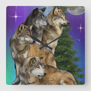 Reloj Cuadrado Wolf Howling
