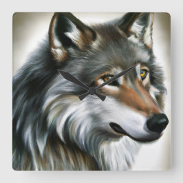 Reloj Cuadrado Wolf Painting