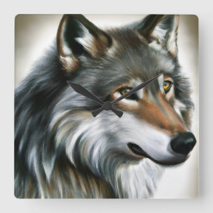 Reloj Cuadrado Wolf Painting
