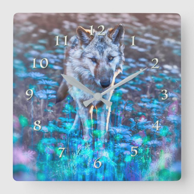 Reloj Cuadrado Wolf Puppy LONG MAY YOUR INNOCENCE REIGN (Anverso)