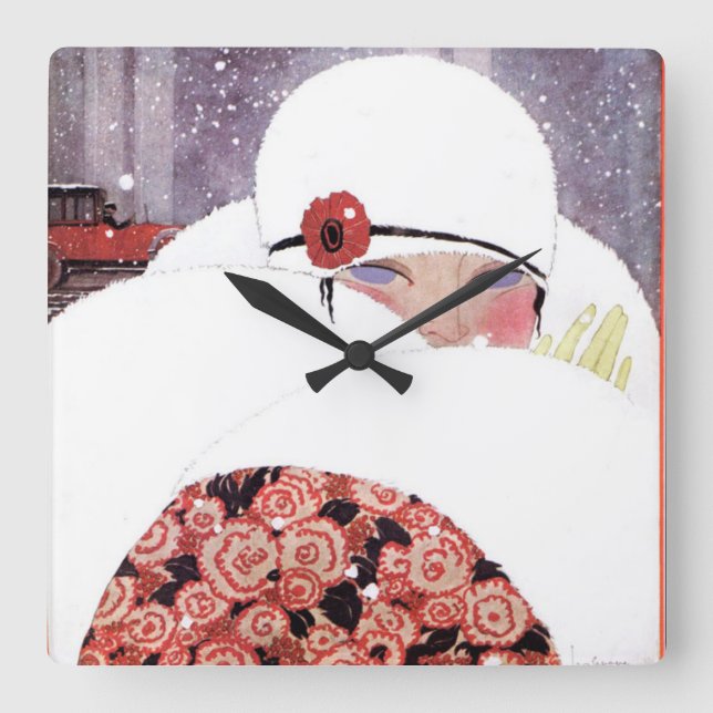 RELOJ CUADRADO WOMAN IN THE SNOW,WINTER BEAUTY FASHION (Anverso)