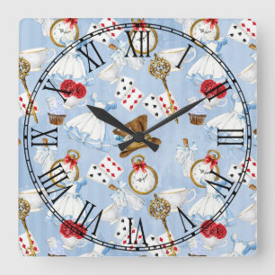 Reloj Cuadrado Wonderland Alice Pattern