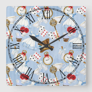 Reloj Cuadrado Wonderland Alice Pattern