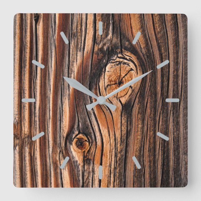 Reloj Cuadrado Wood Grain Pattern (Anverso)