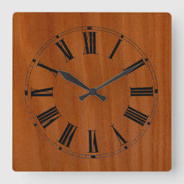 Reloj Cuadrado Wood Seted Cherry Wall Clock