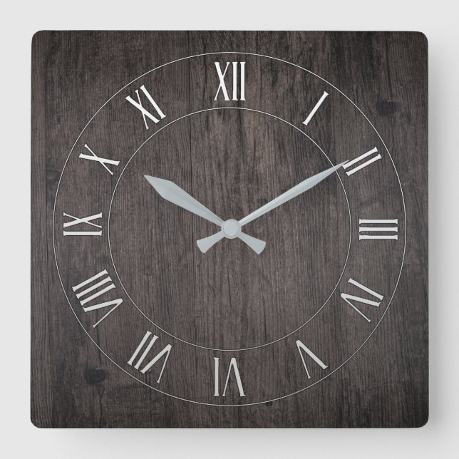 Reloj Cuadrado Wooden Antique Roman Numeral Wall Clock (Anverso)