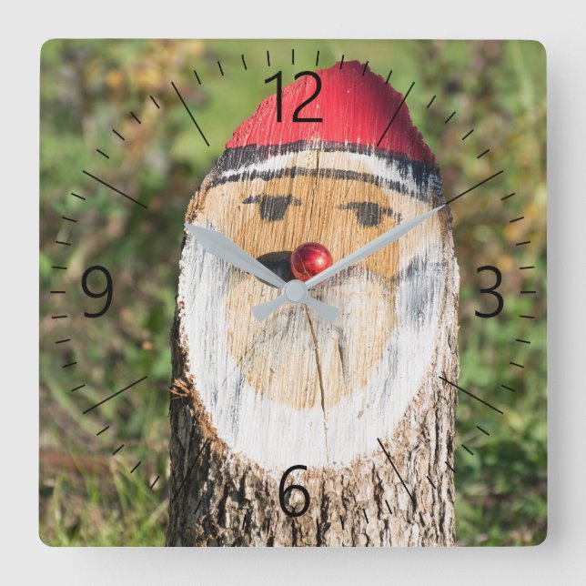 Reloj Cuadrado Wooden Santa Claus (Anverso)
