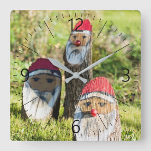 Reloj Cuadrado Wooden Santa Claus