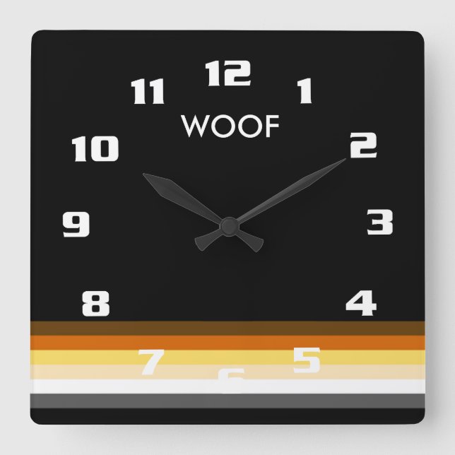 Reloj Cuadrado WOOF: Bandera del Orgullo Gay moderno y Guay (Anverso)
